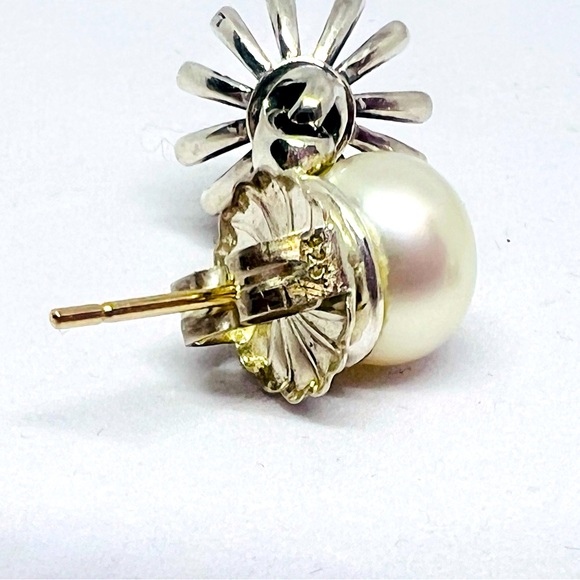 Lagos Caviar 8.5 mm Pearl Stud Drop Dangle Fluted Sterling silver Earrings .925 - Picture 9 of 13